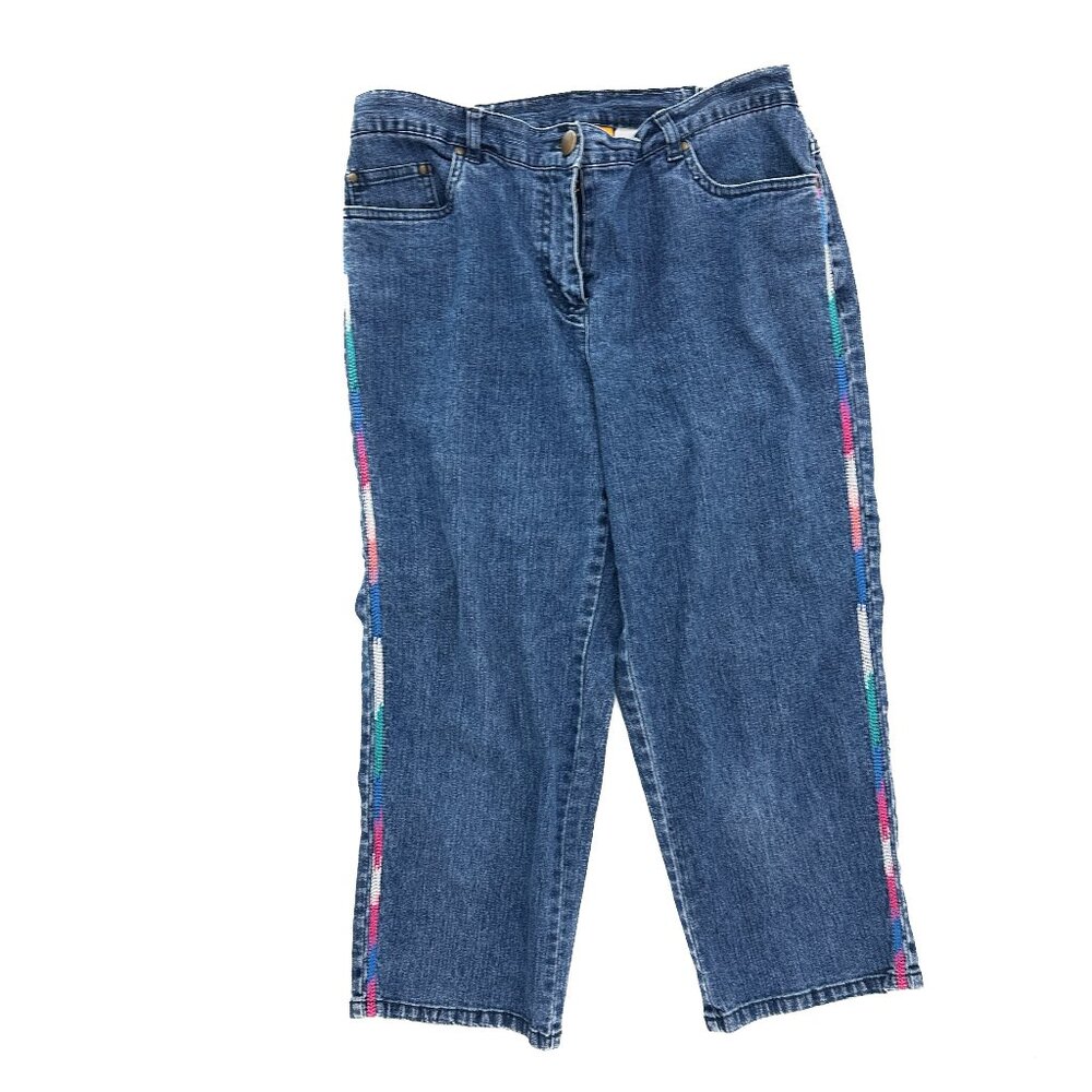 Ruby Rd. Side Elastic Capri Women's size 6P Dark Wash‎ Blue Denim jeans